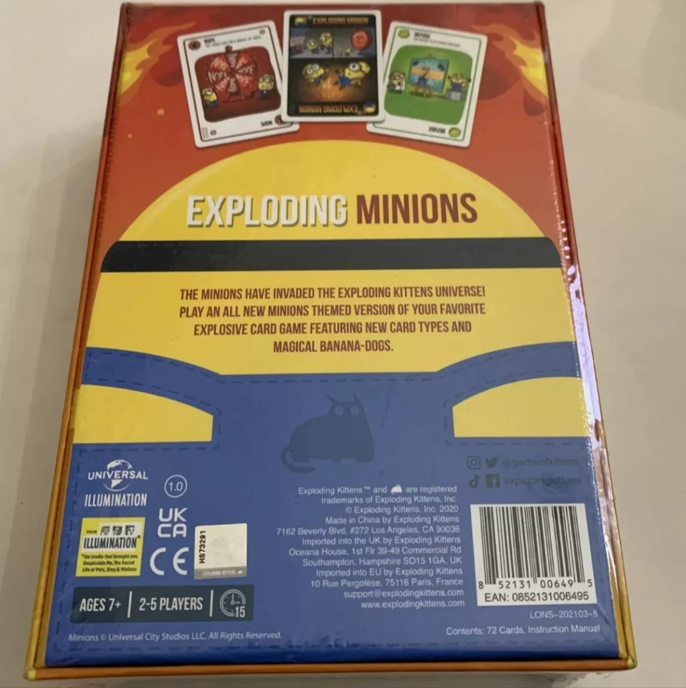 💚 Exploding Minions, A‎ Card Game, Ages 7+, 2-5 Players, Sealed